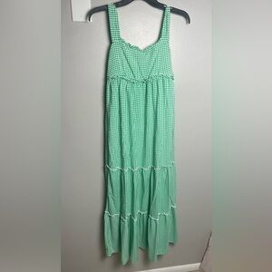 Forever 21 Green Checkered Tiered Maxi Dress